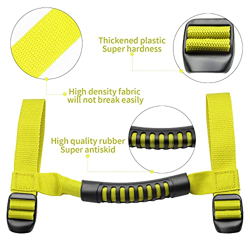 4 x Roll Bar Grab Handles Grip Handle Red Holder Compatible with Jeep Wrangler Accessory 1987-2021 YJ TJ LJ JK JL Sports Sahara Freedom Rubicon X & Unlimited