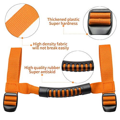 4 x Roll Bar Grab Handles Grip Handle Red Holder Compatible with Jeep Wrangler Accessory 1987-2021 YJ TJ LJ JK JL Sports Sahara Freedom Rubicon X & Unlimited