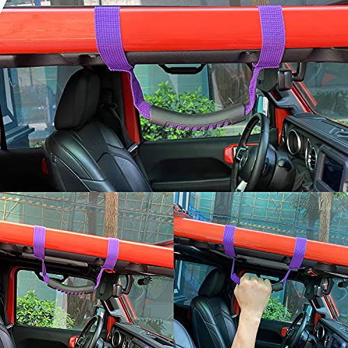 4 x Roll Bar Grab Handles Grip Handle Red Holder Compatible with Jeep Wrangler Accessory 1987-2021 YJ TJ LJ JK JL Sports Sahara Freedom Rubicon X & Unlimited