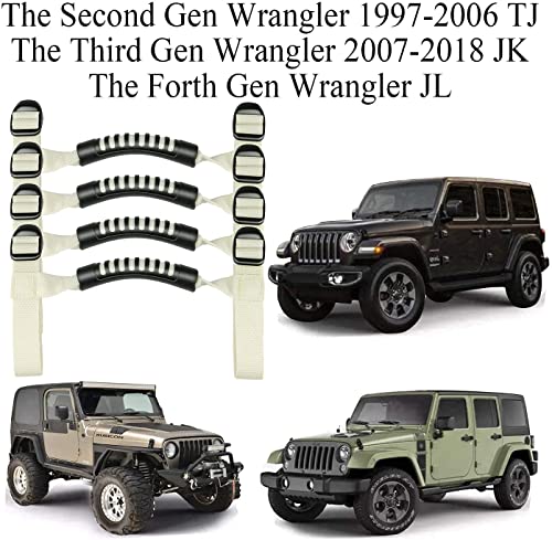 4 x Roll Bar Grab Handles Grip Handle Red Holder Compatible with Jeep Wrangler Accessory 1987-2021 YJ TJ LJ JK JL Sports Sahara Freedom Rubicon X & Unlimited