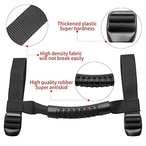 4 x Roll Bar Grab Handles Grip Handle Red Holder Compatible with Jeep Wrangler Accessory 1987-2021 YJ TJ LJ JK JL Sports Sahara Freedom Rubicon X & Unlimited