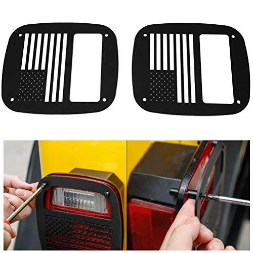 Tail Light Cover Pair American Flag Tail Light Covers Trim Guards Protector Rear Lamp Covers for Jeep for Wrangler TJ 1997-2006