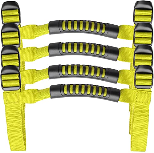 4 x Roll Bar Grab Handles Grip Handle Red Holder Compatible with Jeep Wrangler Accessory 1987-2021 YJ TJ LJ JK JL Sports Sahara Freedom Rubicon X & Unlimited