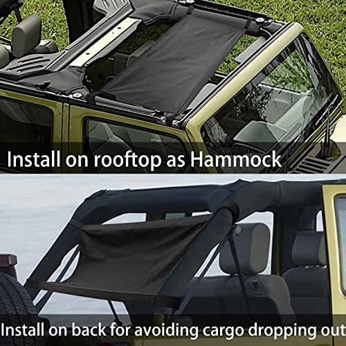 Roof Hammock for Jeep, Sunshade Mesh Cargo Net for Jeep Wrangler TJ YJ JK JKU JL JLU JT 1987-2022