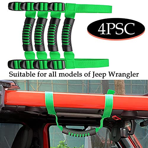 4 x Roll Bar Grab Handles Grip Handle Red Holder Compatible with Jeep Wrangler Accessory 1987-2021 YJ TJ LJ JK JL Sports Sahara Freedom Rubicon X & Unlimited