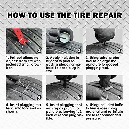 Tire Repair Kit, 37 Pcs Heavy Duty Tire Plug Kit, Universal Tire Repair Tools with Plugs to Fix Punctures and Plug Flats for Cars, Trucks, RV, SUV, ATV