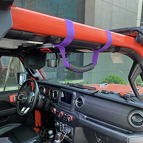 4 x Roll Bar Grab Handles Grip Handle Red Holder Compatible with Jeep Wrangler Accessory 1987-2021 YJ TJ LJ JK JL Sports Sahara Freedom Rubicon X & Unlimited