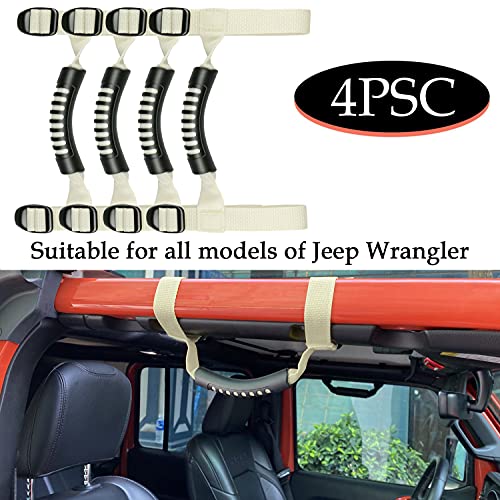 4 x Roll Bar Grab Handles Grip Handle Red Holder Compatible with Jeep Wrangler Accessory 1987-2021 YJ TJ LJ JK JL Sports Sahara Freedom Rubicon X & Unlimited
