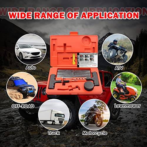 Tire Repair Kit, 37 Pcs Heavy Duty Tire Plug Kit, Universal Tire Repair Tools with Plugs to Fix Punctures and Plug Flats for Cars, Trucks, RV, SUV, ATV
