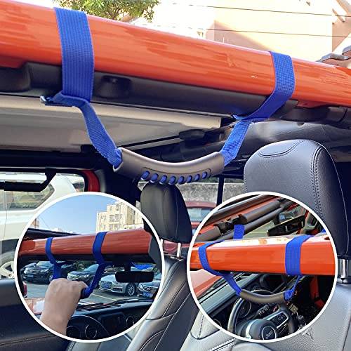 4 x Roll Bar Grab Handles Grip Handle Red Holder Compatible with Jeep Wrangler Accessory 1987-2021 YJ TJ LJ JK JL Sports Sahara Freedom Rubicon X & Unlimited