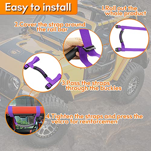 4 x Roll Bar Grab Handles Grip Handle Red Holder Compatible with Jeep Wrangler Accessory 1987-2021 YJ TJ LJ JK JL Sports Sahara Freedom Rubicon X & Unlimited