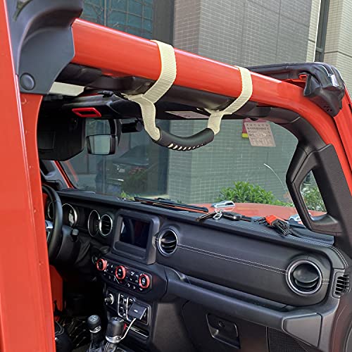 4 x Roll Bar Grab Handles Grip Handle Red Holder Compatible with Jeep Wrangler Accessory 1987-2021 YJ TJ LJ JK JL Sports Sahara Freedom Rubicon X & Unlimited