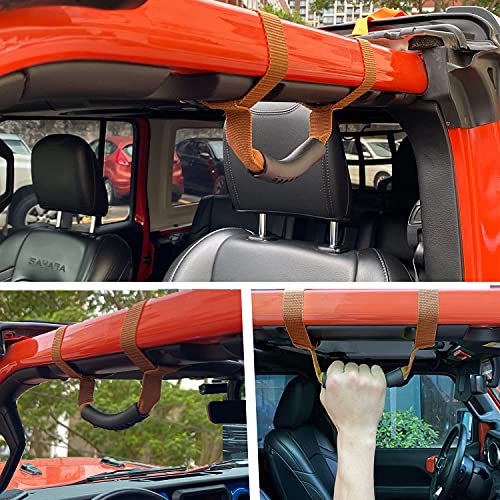 4 x Roll Bar Grab Handles Grip Handle Red Holder Compatible with Jeep Wrangler Accessory 1987-2021 YJ TJ LJ JK JL Sports Sahara Freedom Rubicon X & Unlimited