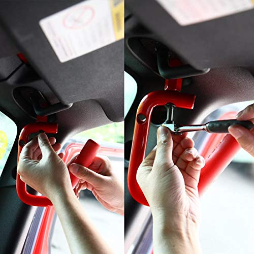 Front Grab Handle Grab Bar Compatible with Jeep Wrangler JK Rubicon Sahara Sport 2007-2017 2/4 Door Solid Steel 2 Pieces