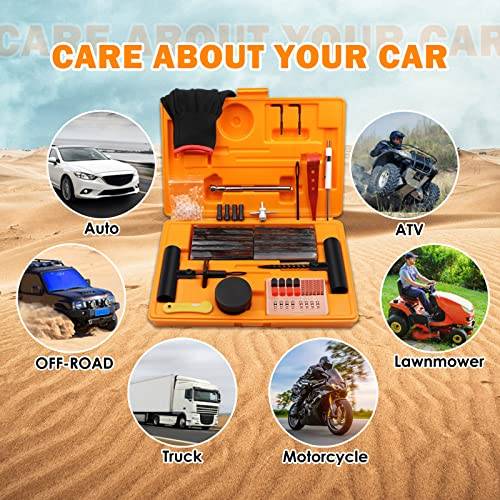 Tire Repair Kit, 37 Pcs Heavy Duty Tire Plug Kit, Universal Tire Repair Tools with Plugs to Fix Punctures and Plug Flats for Cars, Trucks, RV, SUV, ATV