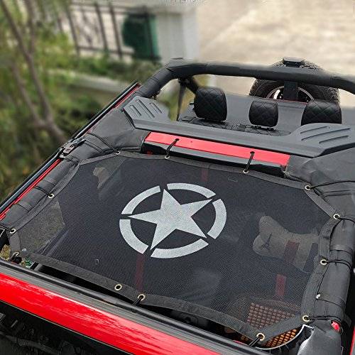 Polyester Mesh Sun Shade Top Cover for Jeep Wrangler JK Sahara Rubicon 2 Doors 2007-2017