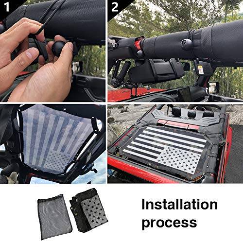 Polyester Mesh Sun Shade Top Cover for Jeep Wrangler JK Sahara Rubicon 2 Doors 2007-2017