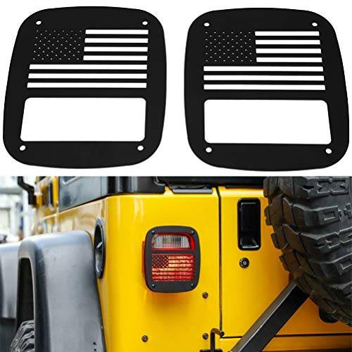 Tail Light Cover Pair American Flag Tail Light Covers Trim Guards Protector Rear Lamp Covers for Jeep for Wrangler TJ 1997-2006