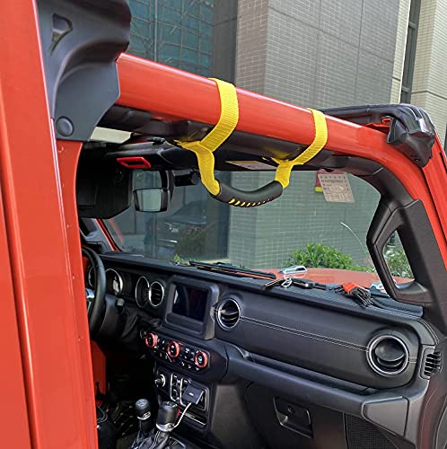 4 x Roll Bar Grab Handles Grip Handle Red Holder Compatible with Jeep Wrangler Accessory 1987-2021 YJ TJ LJ JK JL Sports Sahara Freedom Rubicon X & Unlimited