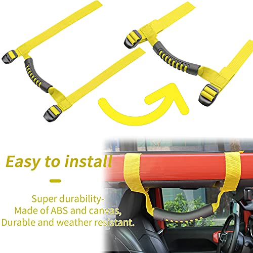 4 x Roll Bar Grab Handles Grip Handle Red Holder Compatible with Jeep Wrangler Accessory 1987-2021 YJ TJ LJ JK JL Sports Sahara Freedom Rubicon X & Unlimited