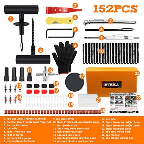 Tire Repair Kit, 37 Pcs Heavy Duty Tire Plug Kit, Universal Tire Repair Tools with Plugs to Fix Punctures and Plug Flats for Cars, Trucks, RV, SUV, ATV