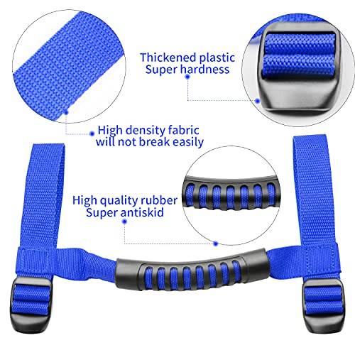 4 x Roll Bar Grab Handles Grip Handle Red Holder Compatible with Jeep Wrangler Accessory 1987-2021 YJ TJ LJ JK JL Sports Sahara Freedom Rubicon X & Unlimited