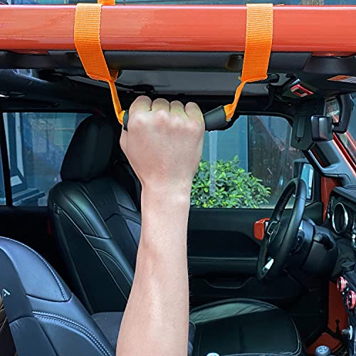 4 x Roll Bar Grab Handles Grip Handle Red Holder Compatible with Jeep Wrangler Accessory 1987-2021 YJ TJ LJ JK JL Sports Sahara Freedom Rubicon X & Unlimited