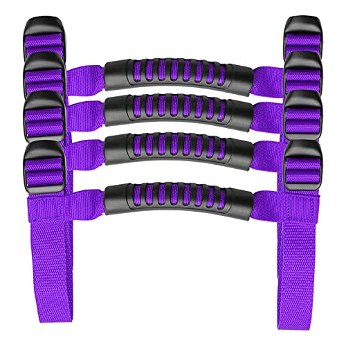 4 x Roll Bar Grab Handles Grip Handle Red Holder Compatible with Jeep Wrangler Accessory 1987-2021 YJ TJ LJ JK JL Sports Sahara Freedom Rubicon X & Unlimited