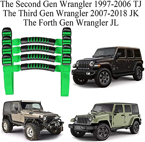 4 x Roll Bar Grab Handles Grip Handle Red Holder Compatible with Jeep Wrangler Accessory 1987-2021 YJ TJ LJ JK JL Sports Sahara Freedom Rubicon X & Unlimited