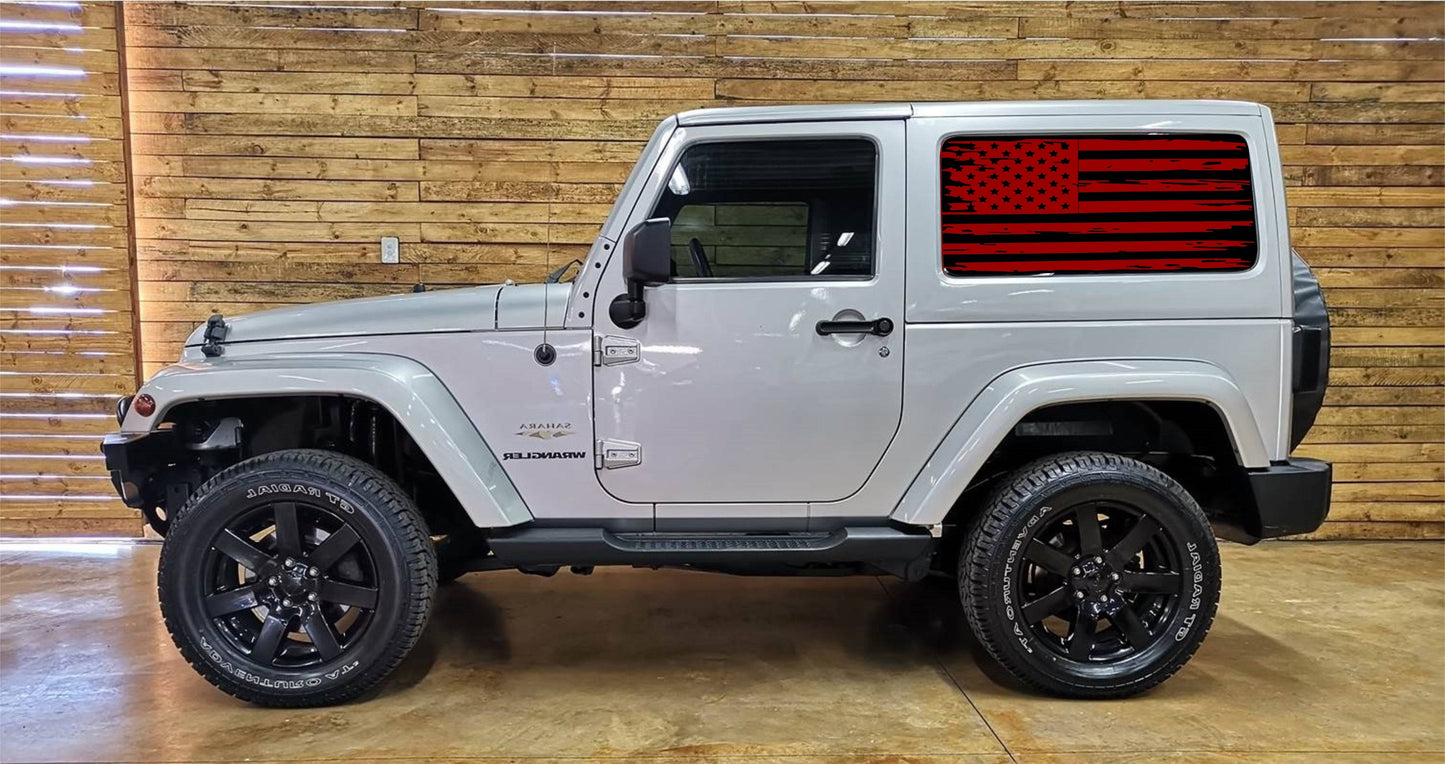 AMERICAN FLAG INSPIRED VINYL DECAL for JEEP WRANGLER 2-DOOR JK 2007-2017