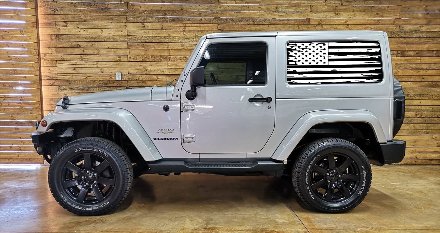 AMERICAN FLAG INSPIRED VINYL DECAL for JEEP WRANGLER 2-DOOR JK 2007-2017