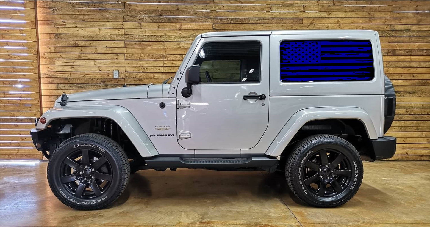 AMERICAN FLAG INSPIRED VINYL DECAL for JEEP WRANGLER 2-DOOR JK 2007-2017