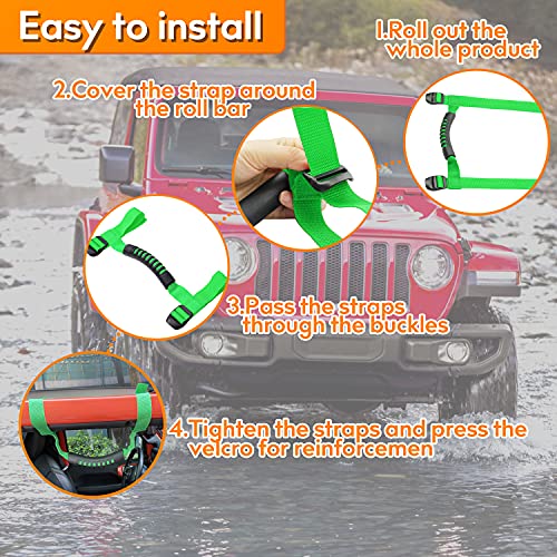 4 x Roll Bar Grab Handles Grip Handle Red Holder Compatible with Jeep Wrangler Accessory 1987-2021 YJ TJ LJ JK JL Sports Sahara Freedom Rubicon X & Unlimited