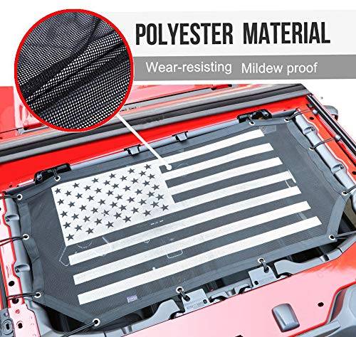 Polyester Mesh Sun Shade Top Cover for Jeep Wrangler JK Sahara Rubicon 2 Doors 2007-2017
