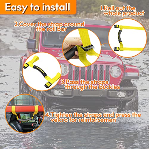 4 x Roll Bar Grab Handles Grip Handle Red Holder Compatible with Jeep Wrangler Accessory 1987-2021 YJ TJ LJ JK JL Sports Sahara Freedom Rubicon X & Unlimited
