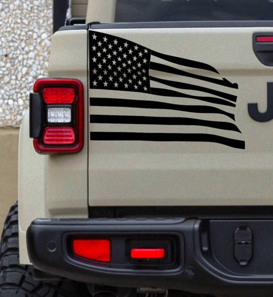 American Flag Waving Patriotic decal for Jeep GLadiators, trucks, Vans