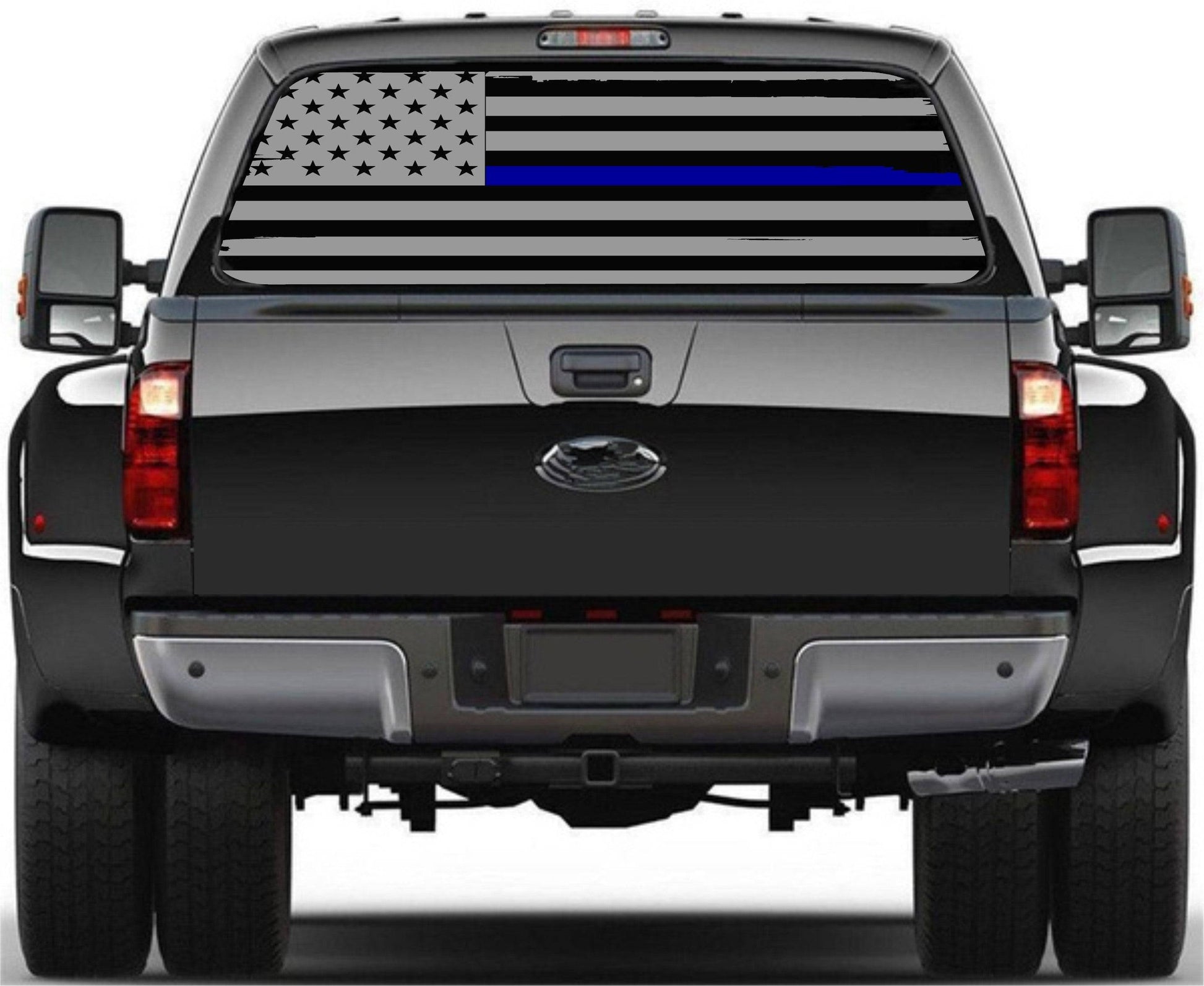 Blue Lives Matter, Distressed American Flag Decal for Any Trucks ,chevy, silverado, f150, f250, f350, rams, tacoma vinyl decals