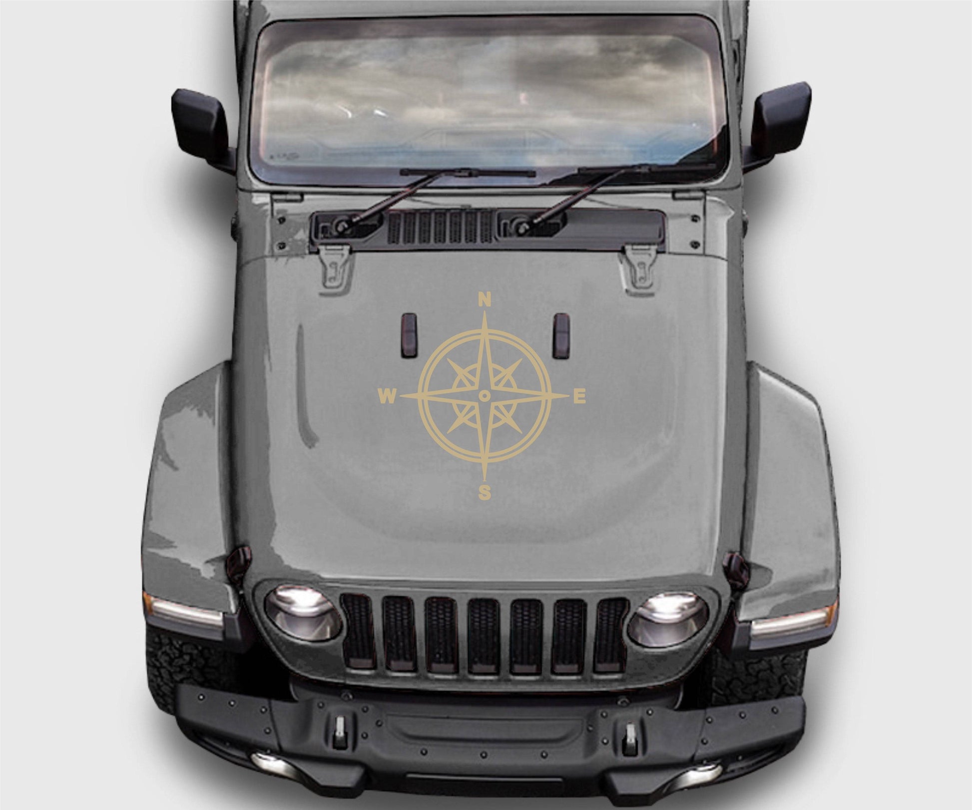 Compass Hood Decal Sticker for Jeeps, Trucks, Cars... Sizes Available.