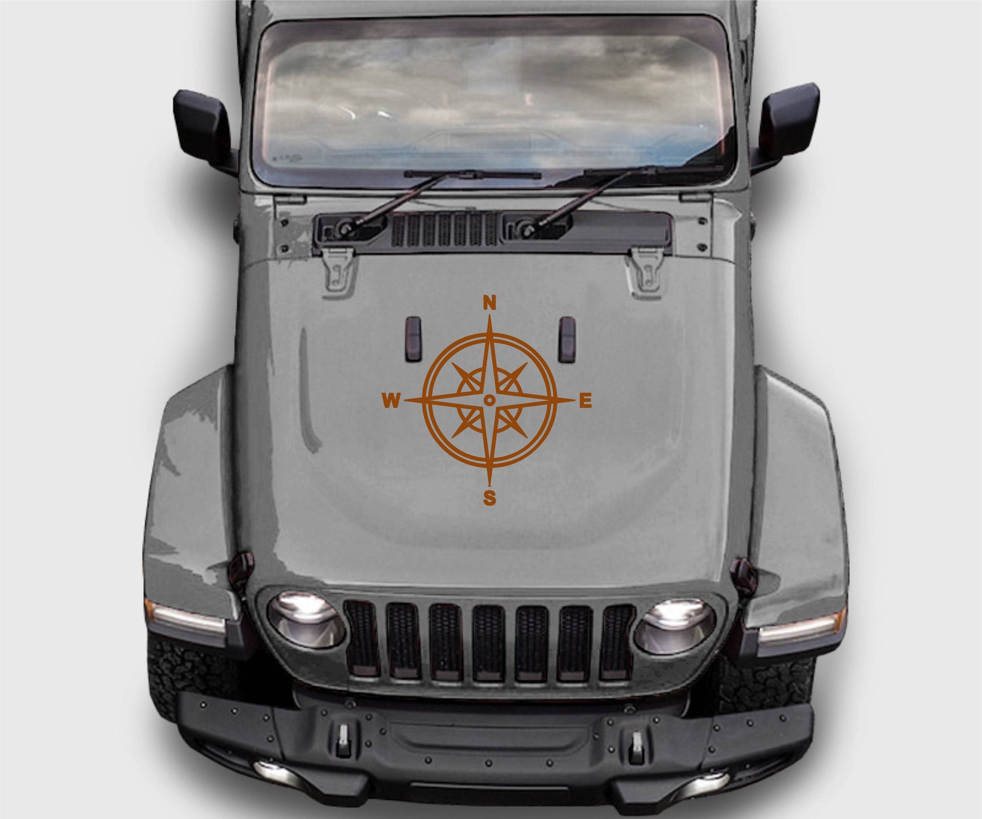 Compass Hood Decal Sticker for Jeeps, Trucks, Cars... Sizes Available.