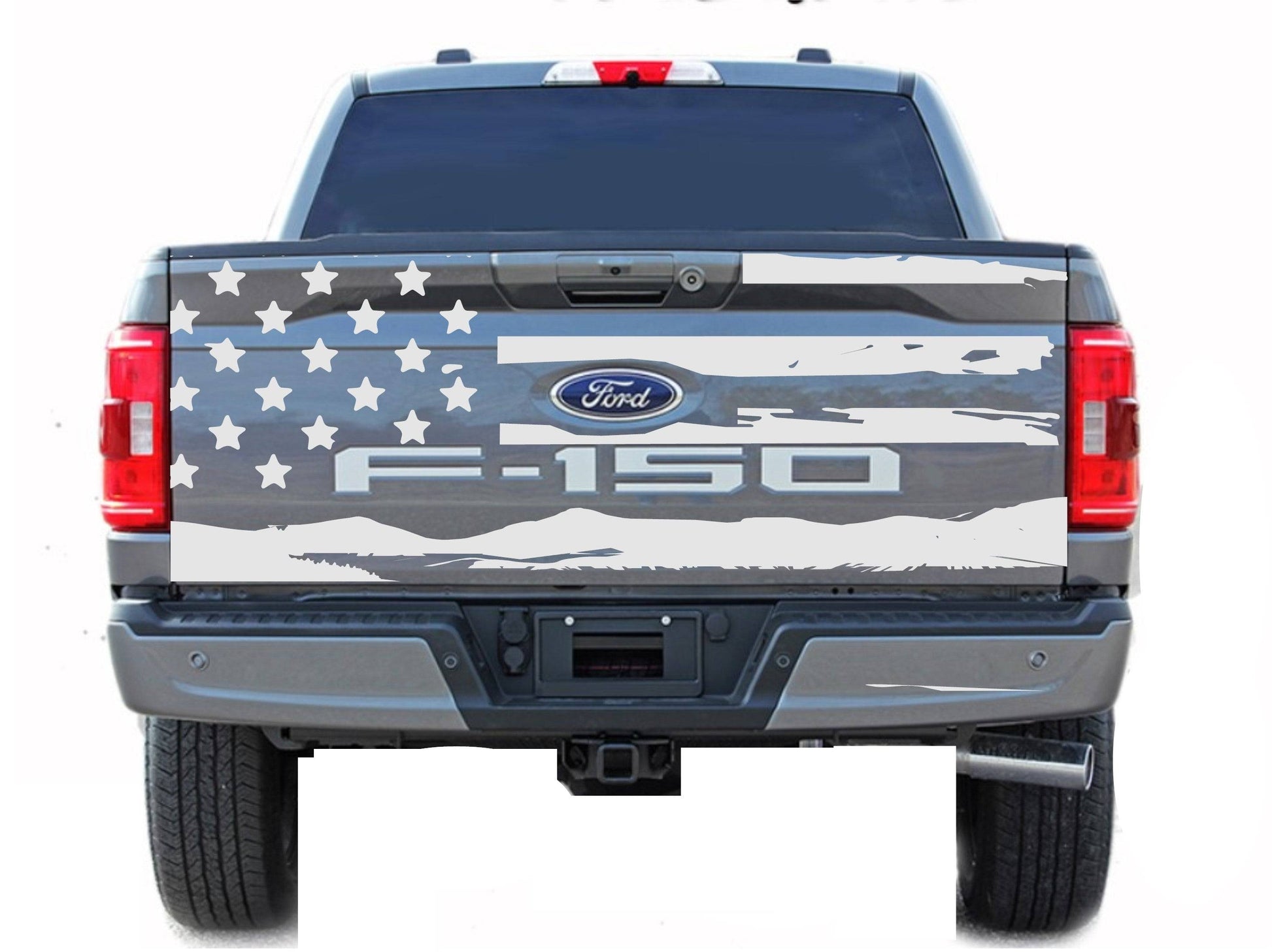 American Flag Mountain Silhouette for 2021 2022 Ford F-150 Tailgate Vinyl Decal