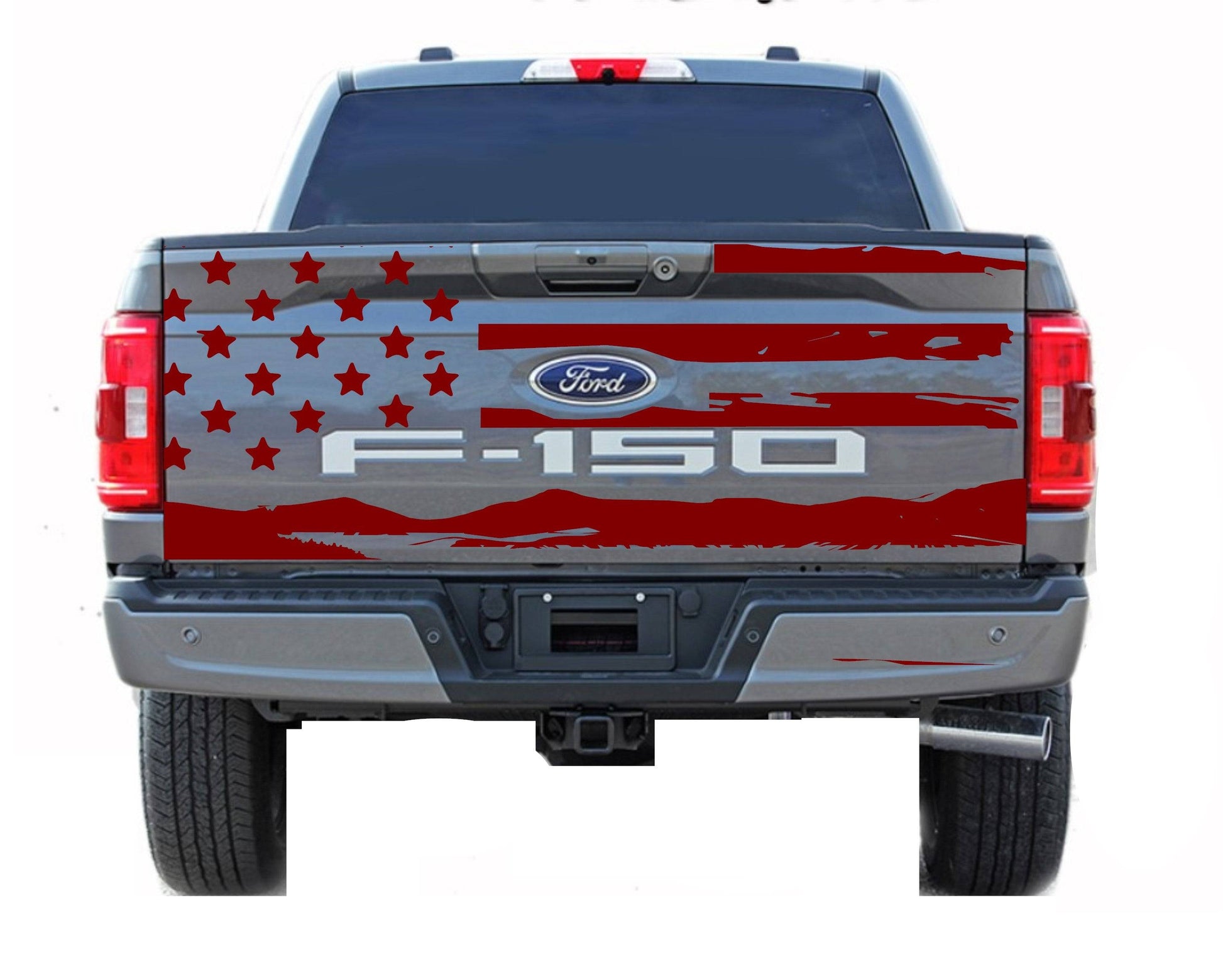 American Flag Mountain Silhouette for 2021 2022 Ford F-150 Tailgate Vinyl Decal