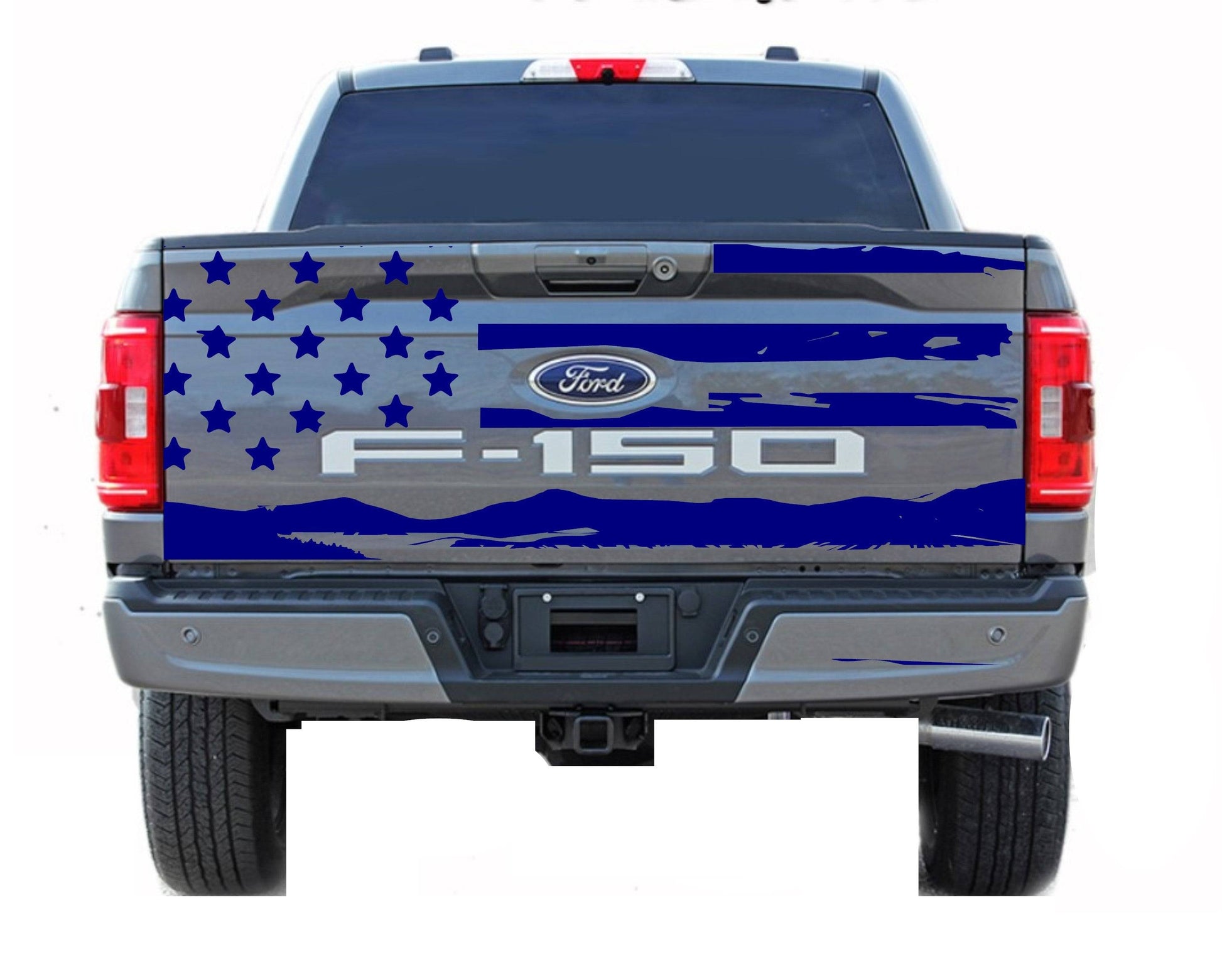 American Flag Mountain Silhouette for 2021 2022 Ford F-150 Tailgate Vinyl Decal