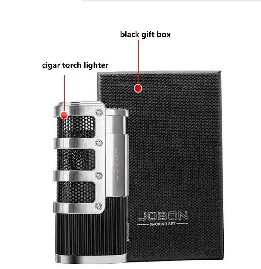 Cigar Torch Lighter w/ Cigar Punch Triple Firepower Jet Torch Windproof Blue Flame