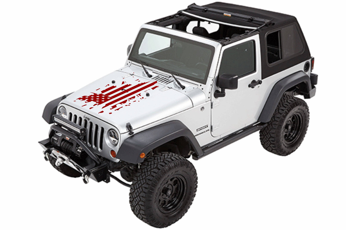 Hood Decal Distressed American Flag Decal Stickers for Trucks, Jeeps, Cars.