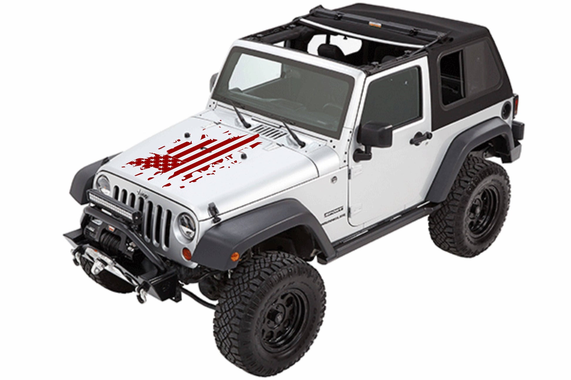 Hood Decal Distressed American Flag Decal Stickers for Trucks, Jeeps, Cars.