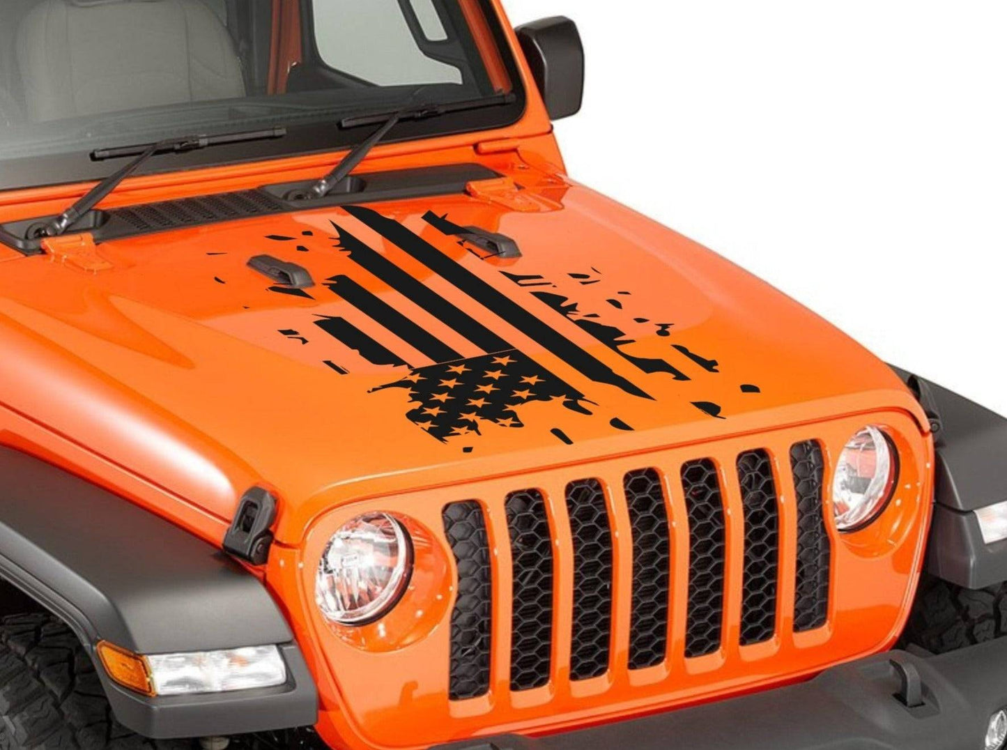 Hood Decal Distressed American Flag Decal Stickers for Trucks, Jeeps, Cars.