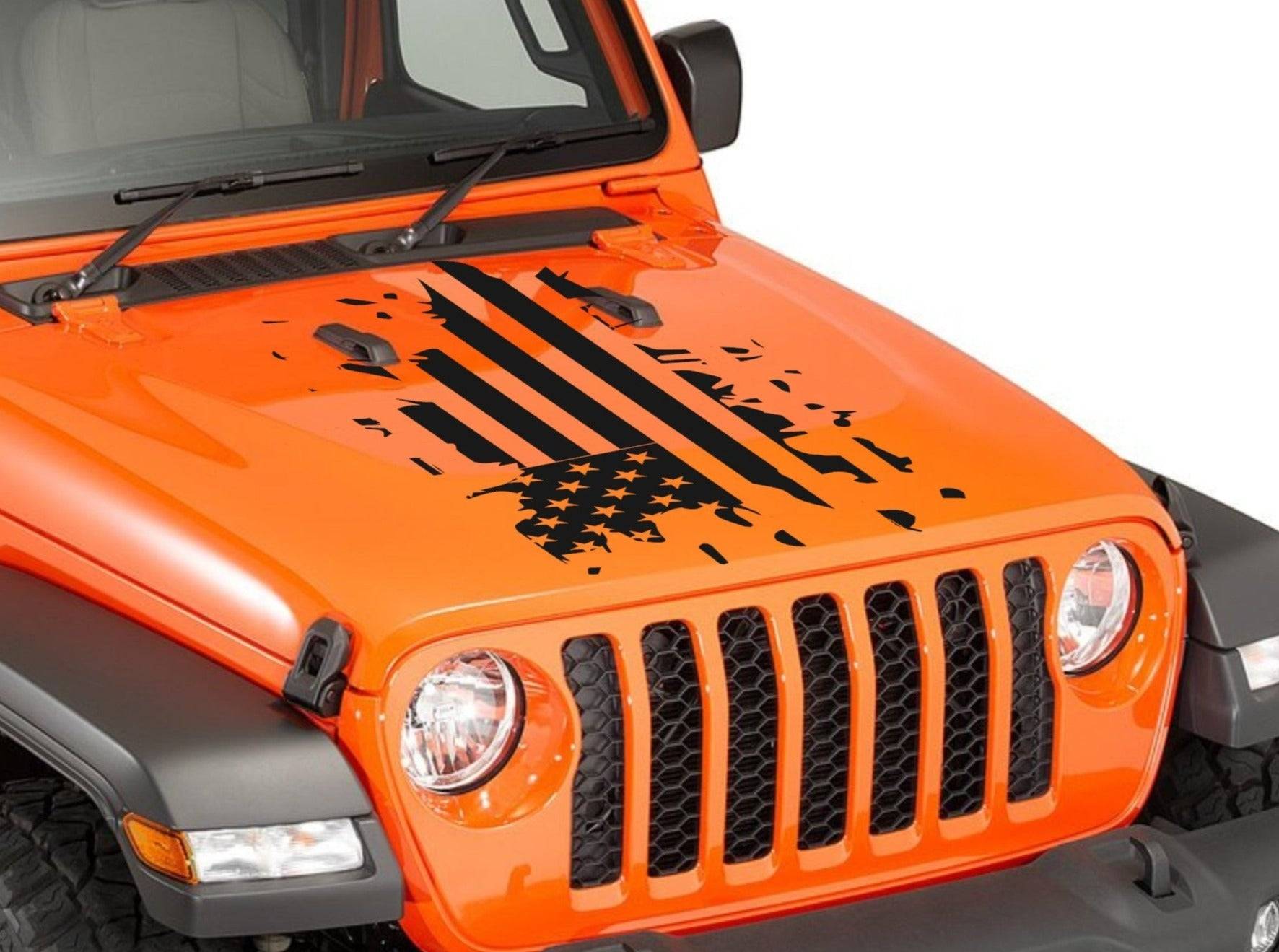 Hood Decal Distressed American Flag Decal Stickers for Trucks, Jeeps, Cars.