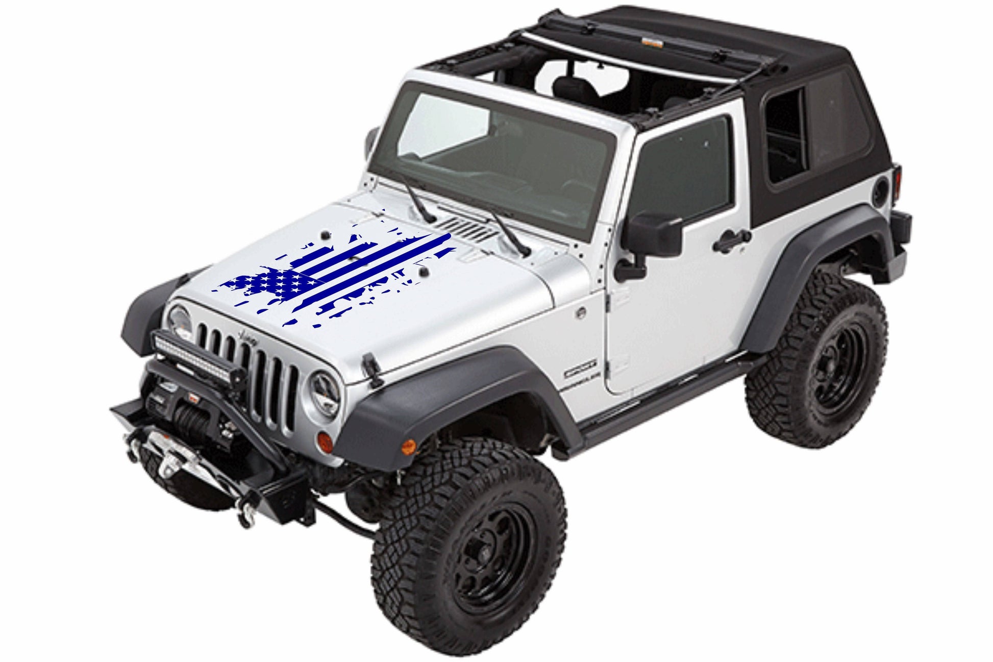 Hood Decal Distressed American Flag Decal Stickers for Trucks, Jeeps, Cars.