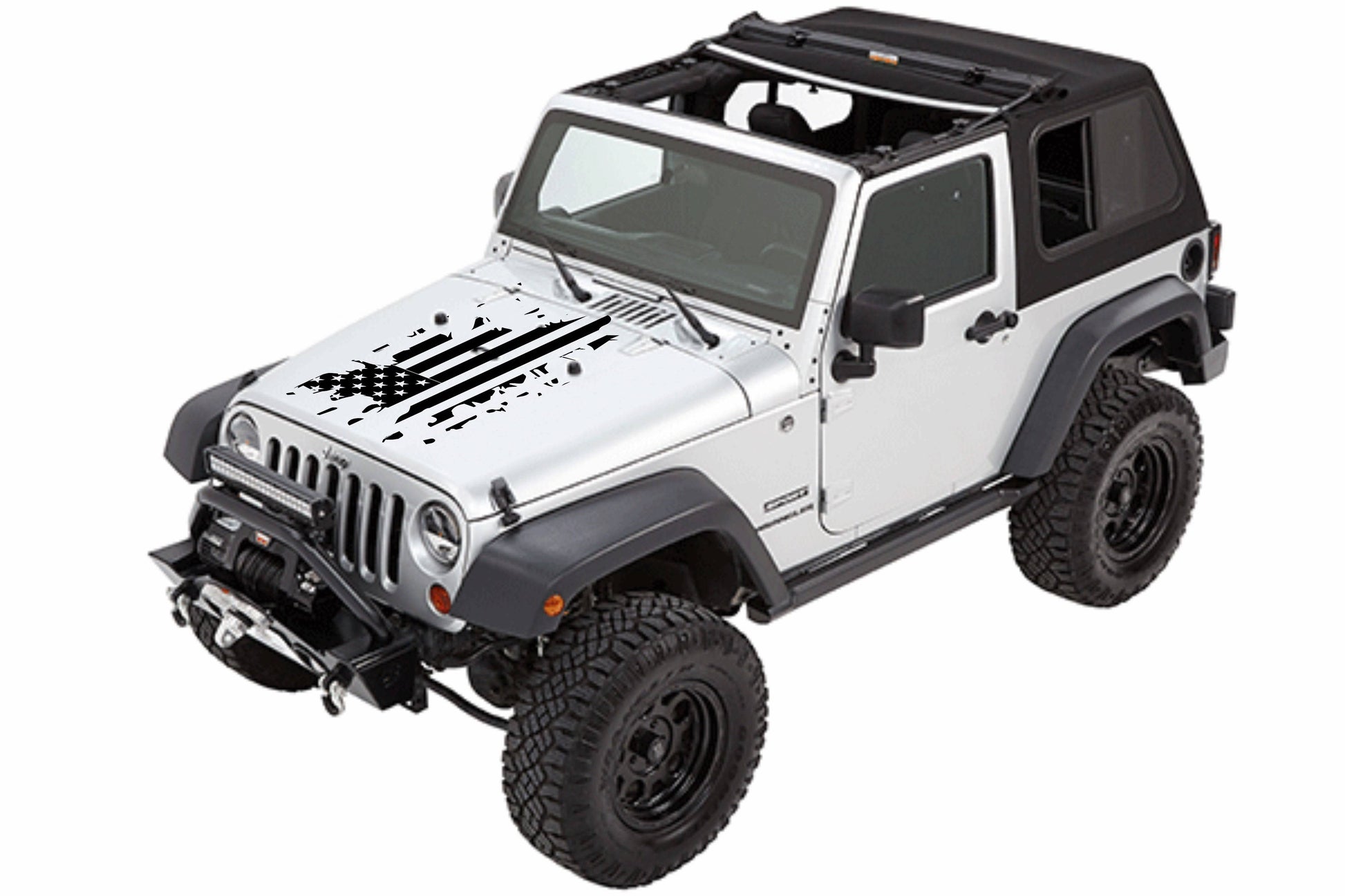 Hood Decal Distressed American Flag Decal Stickers for Trucks, Jeeps, Cars.