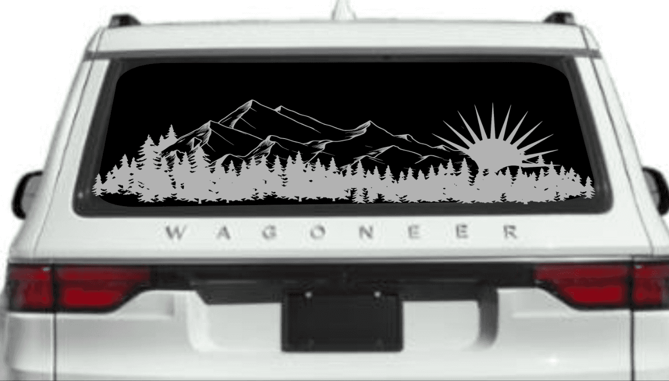 Mountain Silhouette Vinyl Decal for Jeep Wagoneer's Rear Window